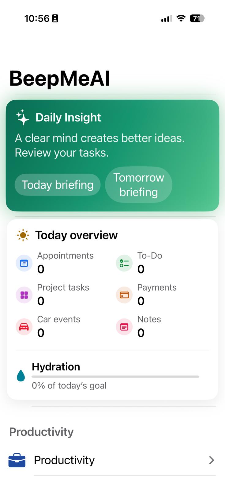 BeepMeAI – Today overview
